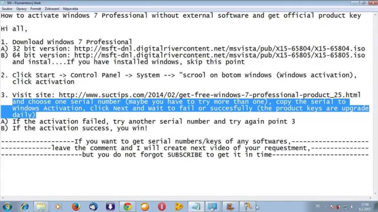 Windows 7 professional serial key